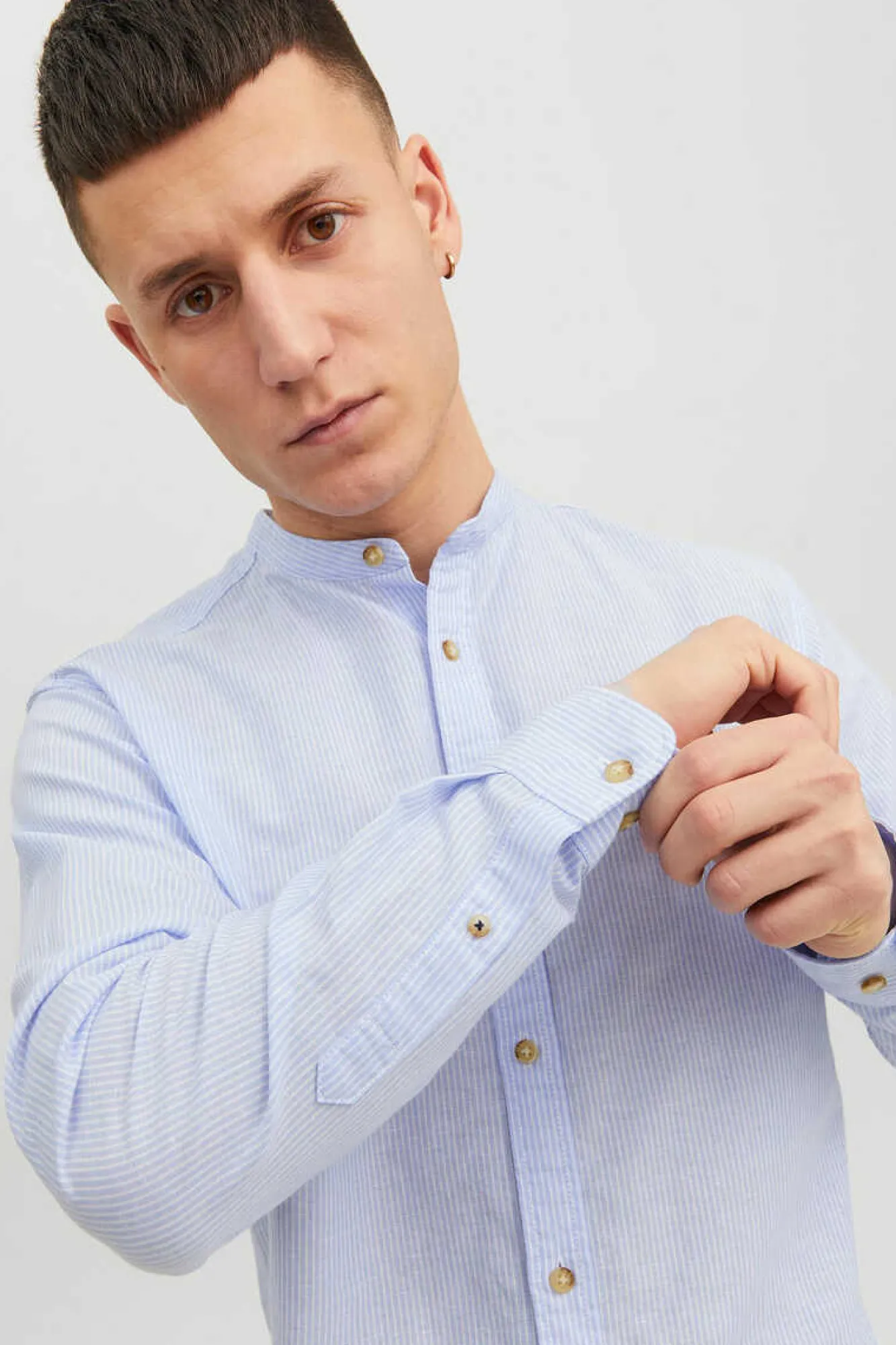 Jack & Jones Camisa Linho De Manga Comprida Mix Azul Hot