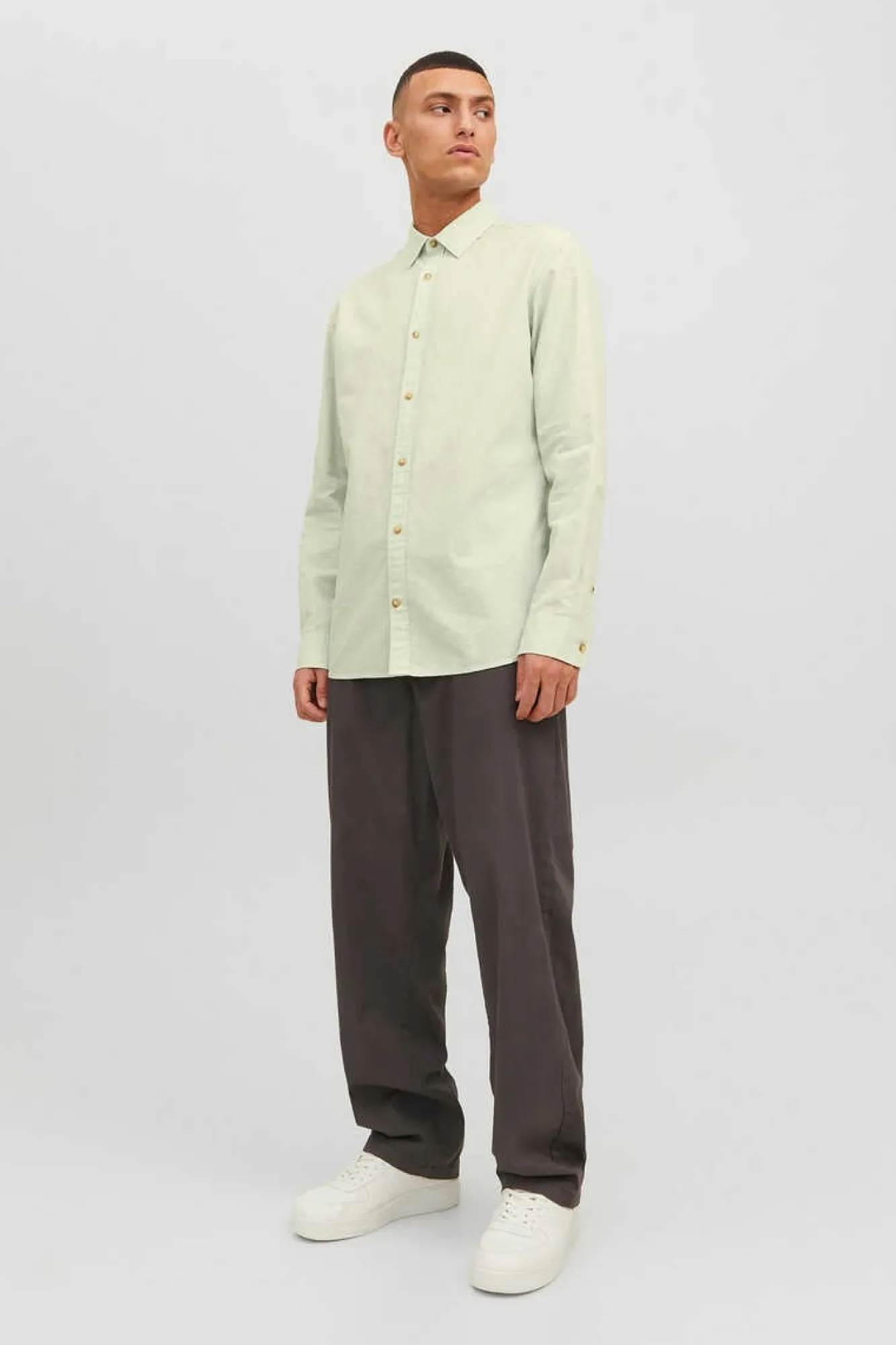 Jack & Jones Camisa Linho De Manga Comprida Verde Best