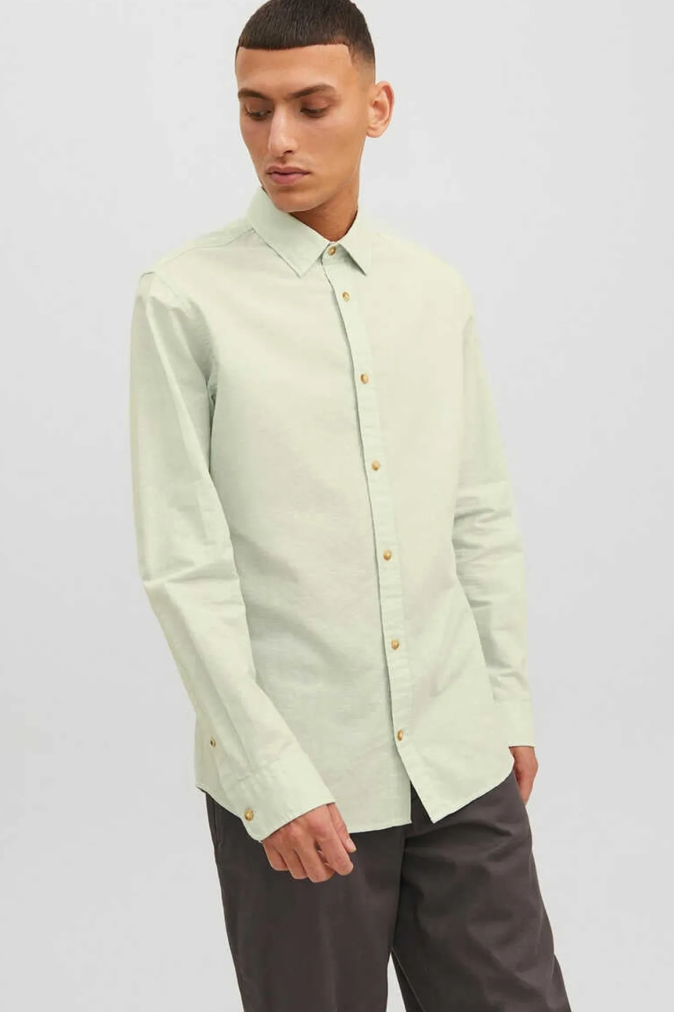 Jack & Jones Camisa Linho De Manga Comprida Verde Best