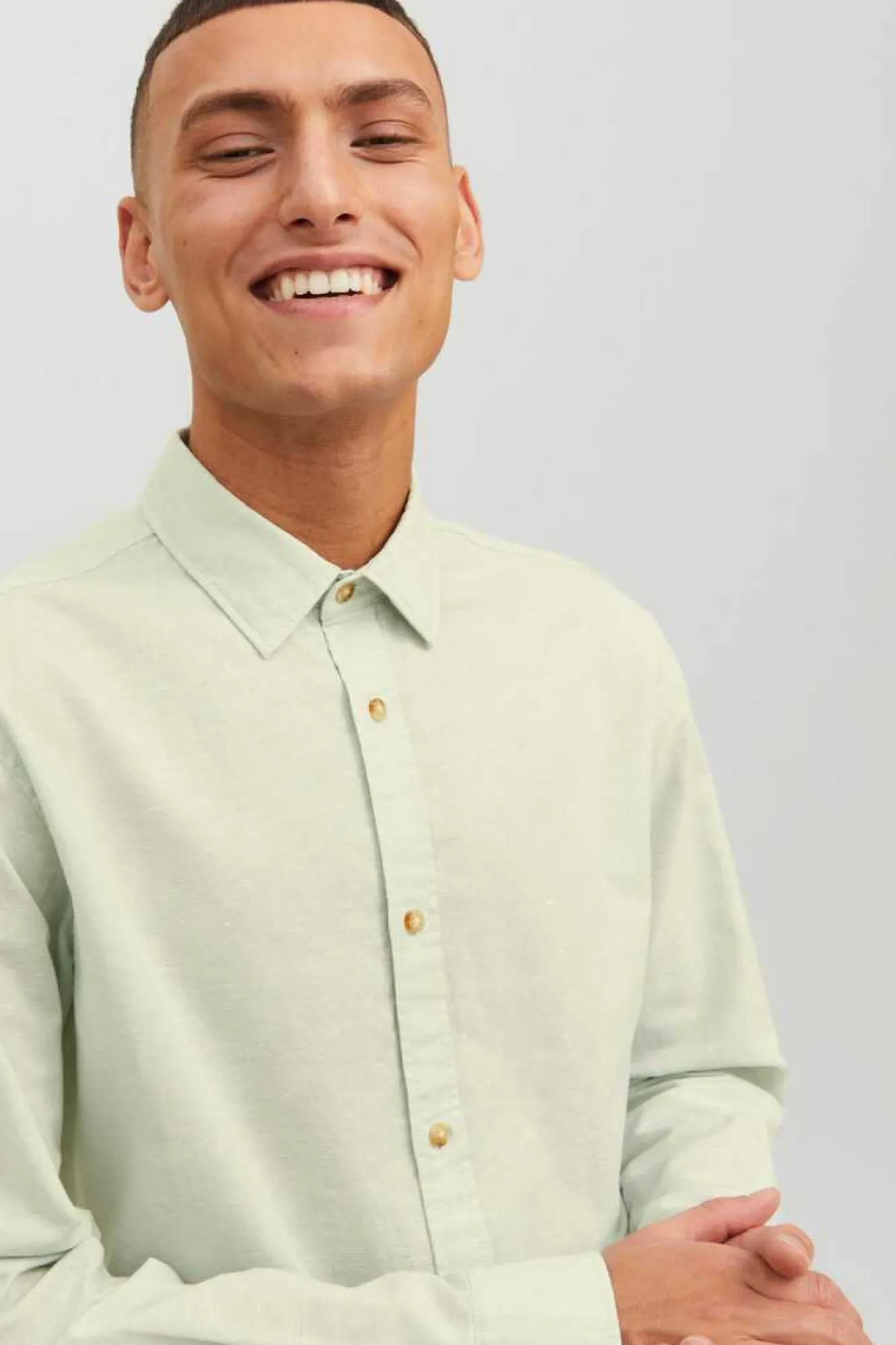 Jack & Jones Camisa Linho De Manga Comprida Verde Best