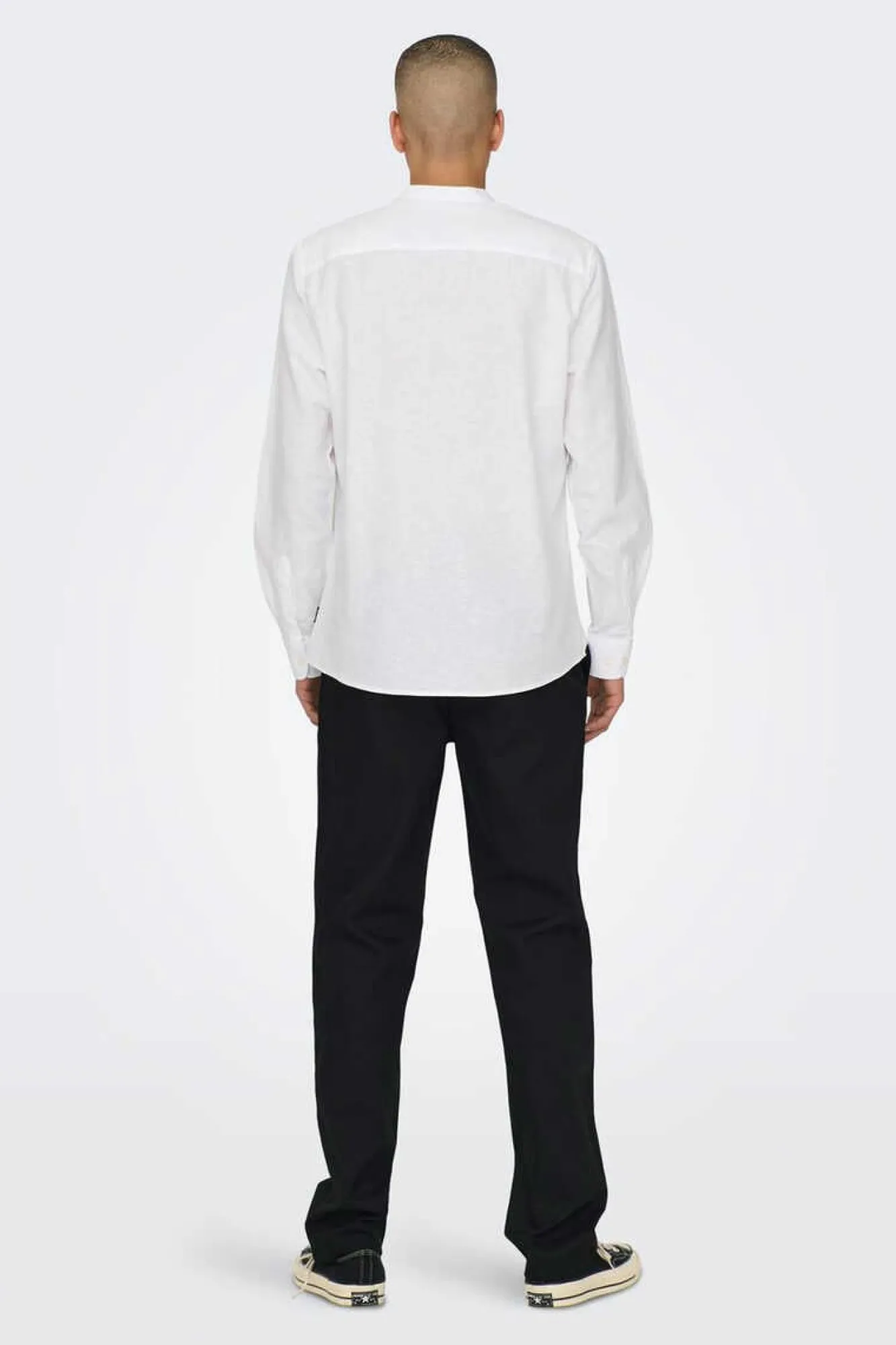 Only & Sons Camisa Linho Gola Mao Branco Sale