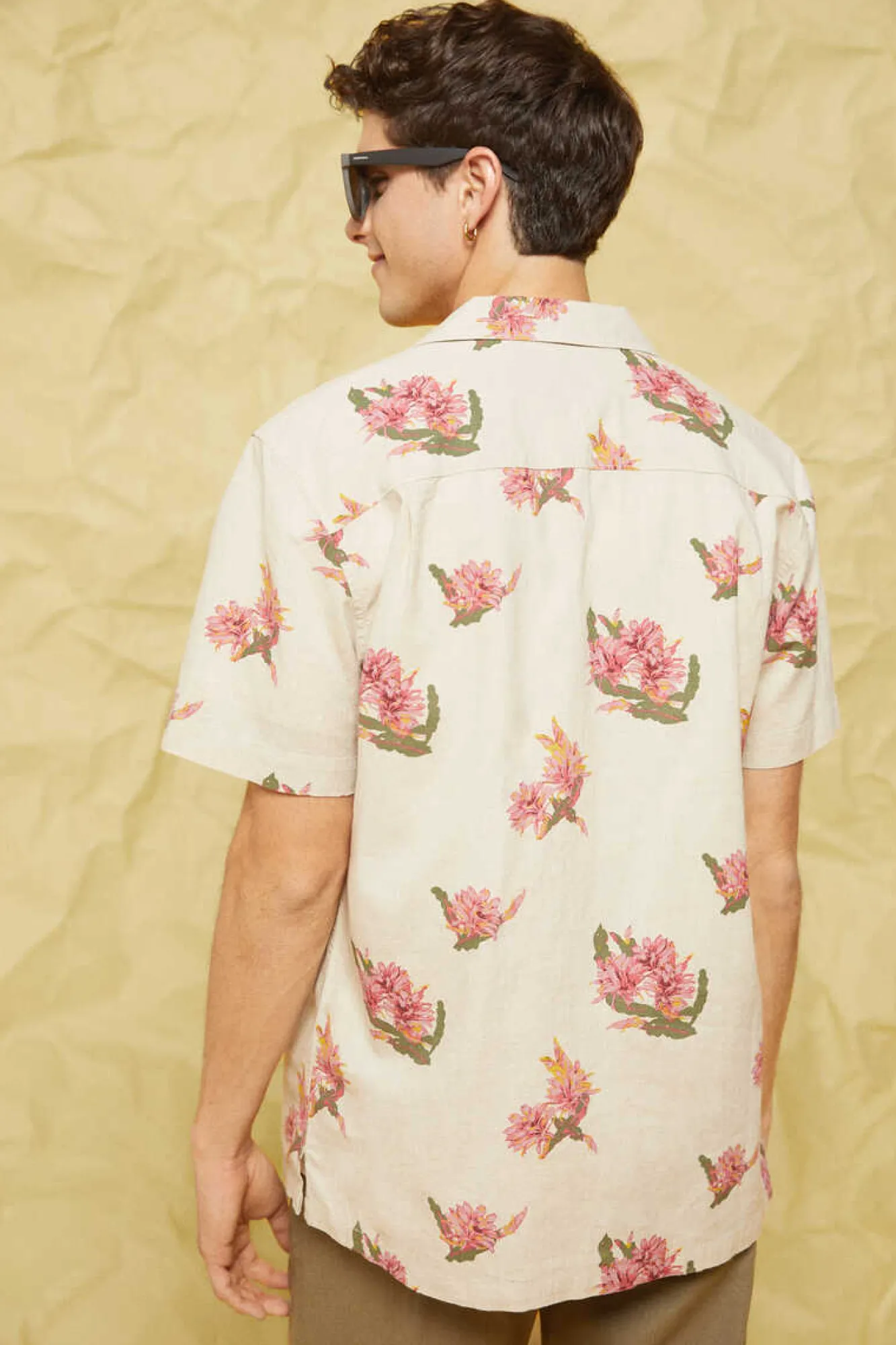 Springfield Camisa Linho Mao Bege Medio Outlet