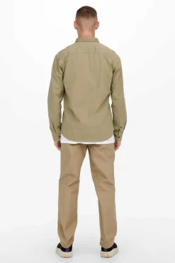 Only & Sons Camisa Lisa Bolso Castanho Best