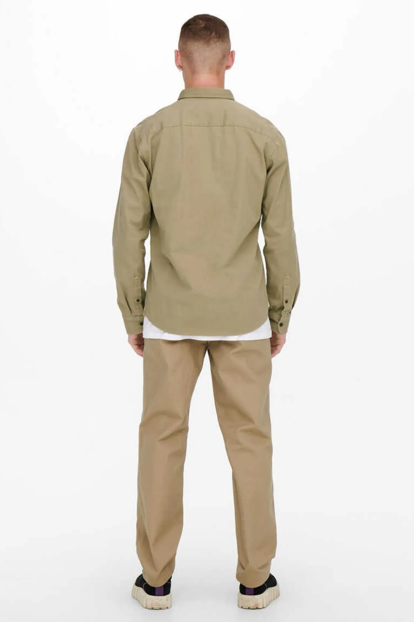 Only & Sons Camisa Lisa Bolso Castanho Best