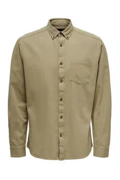 Only & Sons Camisa Lisa Bolso Castanho Best