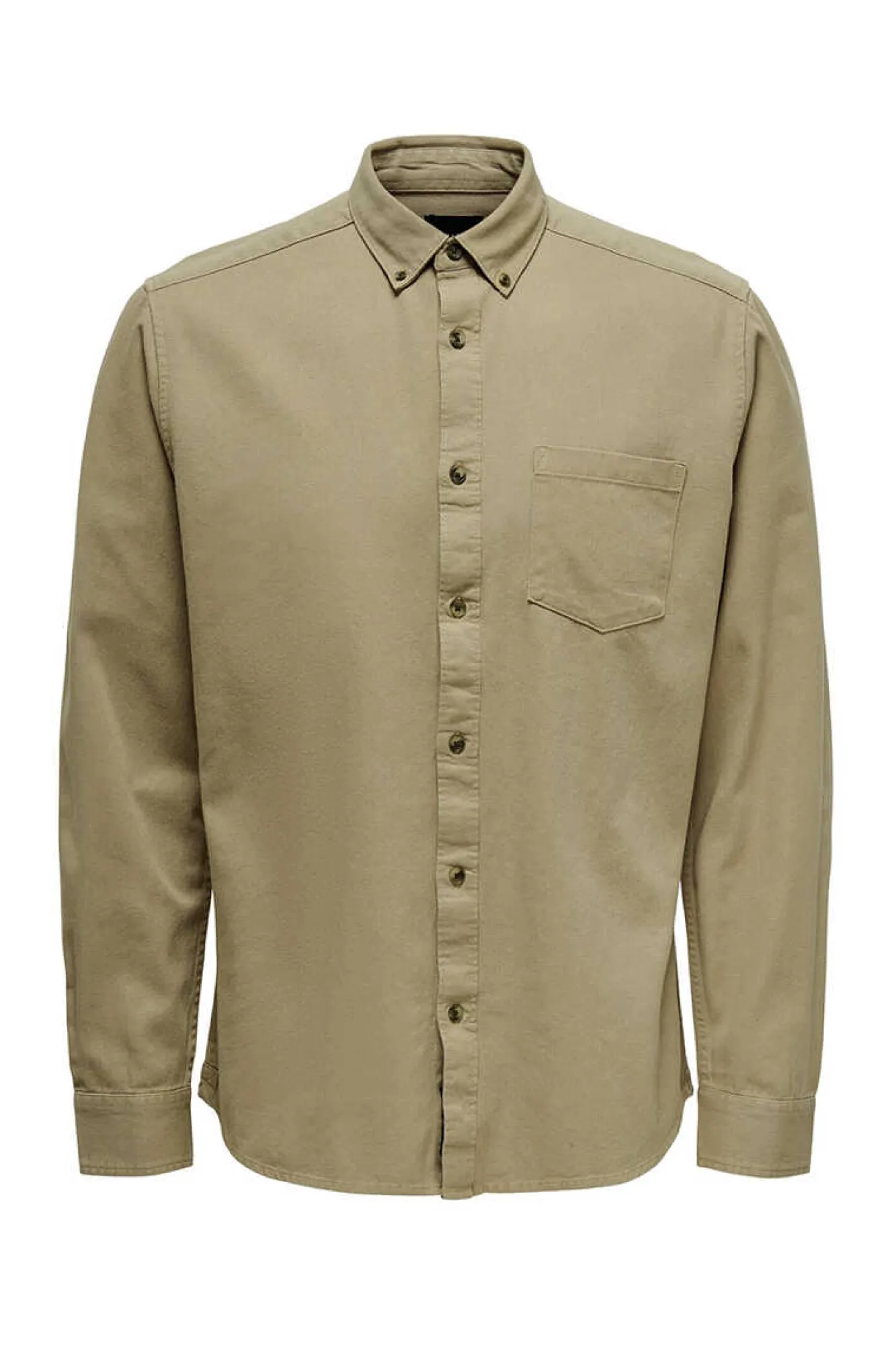 Only & Sons Camisa Lisa Bolso Castanho Best