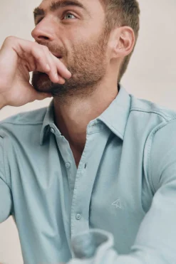 Ooto Camisa Malha Efeito Lavado Azul Discount