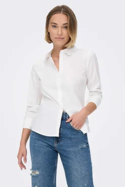 Only Camisas E Blusas-Camisa Manga Comprido Colarinho De Lapelas