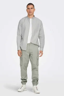 Only & Sons Camisa Oxford Cinza Online