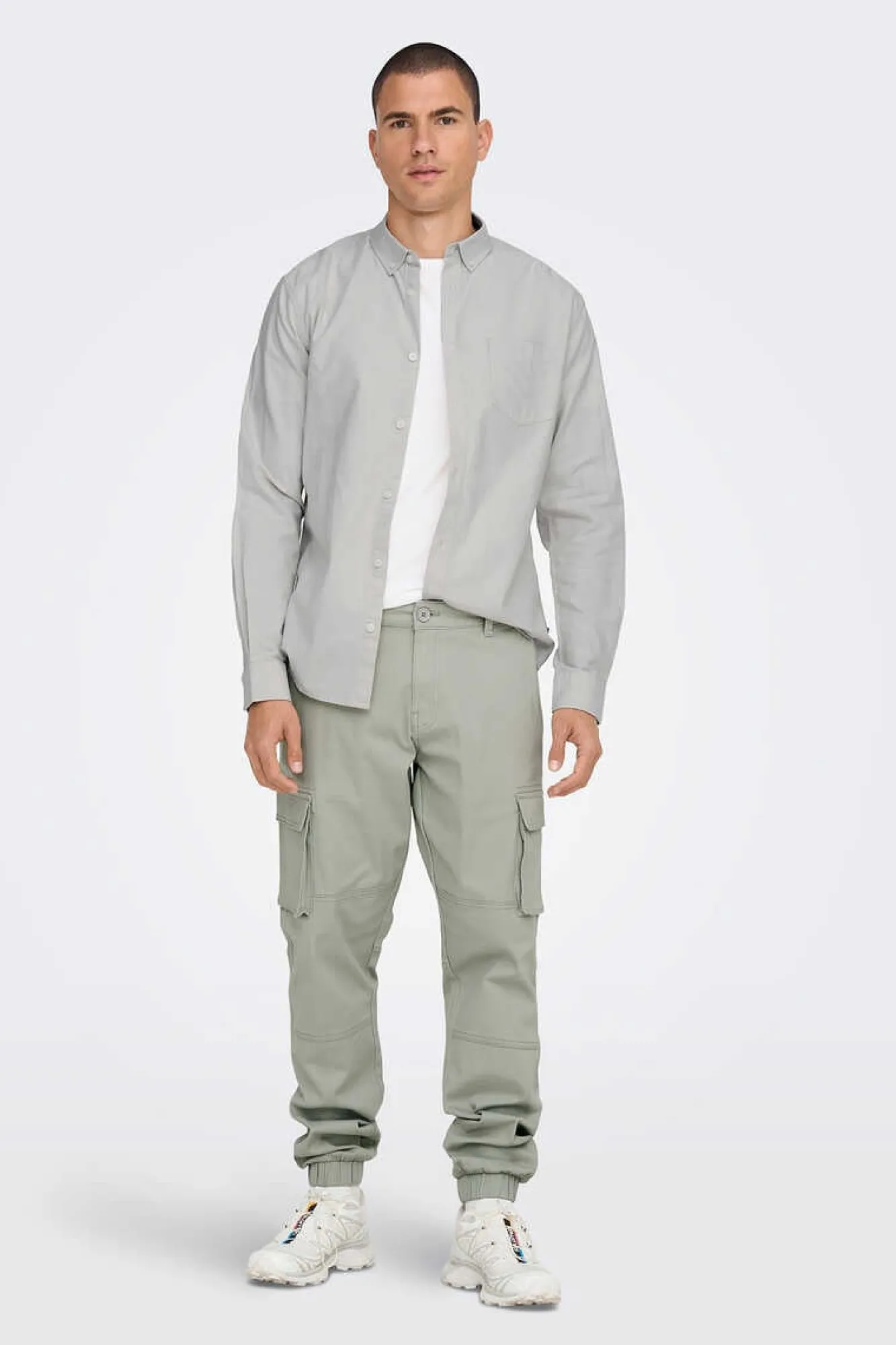 Only & Sons Camisa Oxford Cinza Online