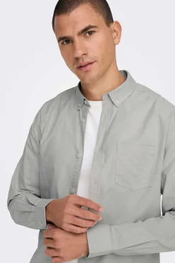 Only & Sons Camisa Oxford Cinza Online