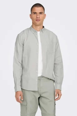Only & Sons Camisa Oxford Cinza Online