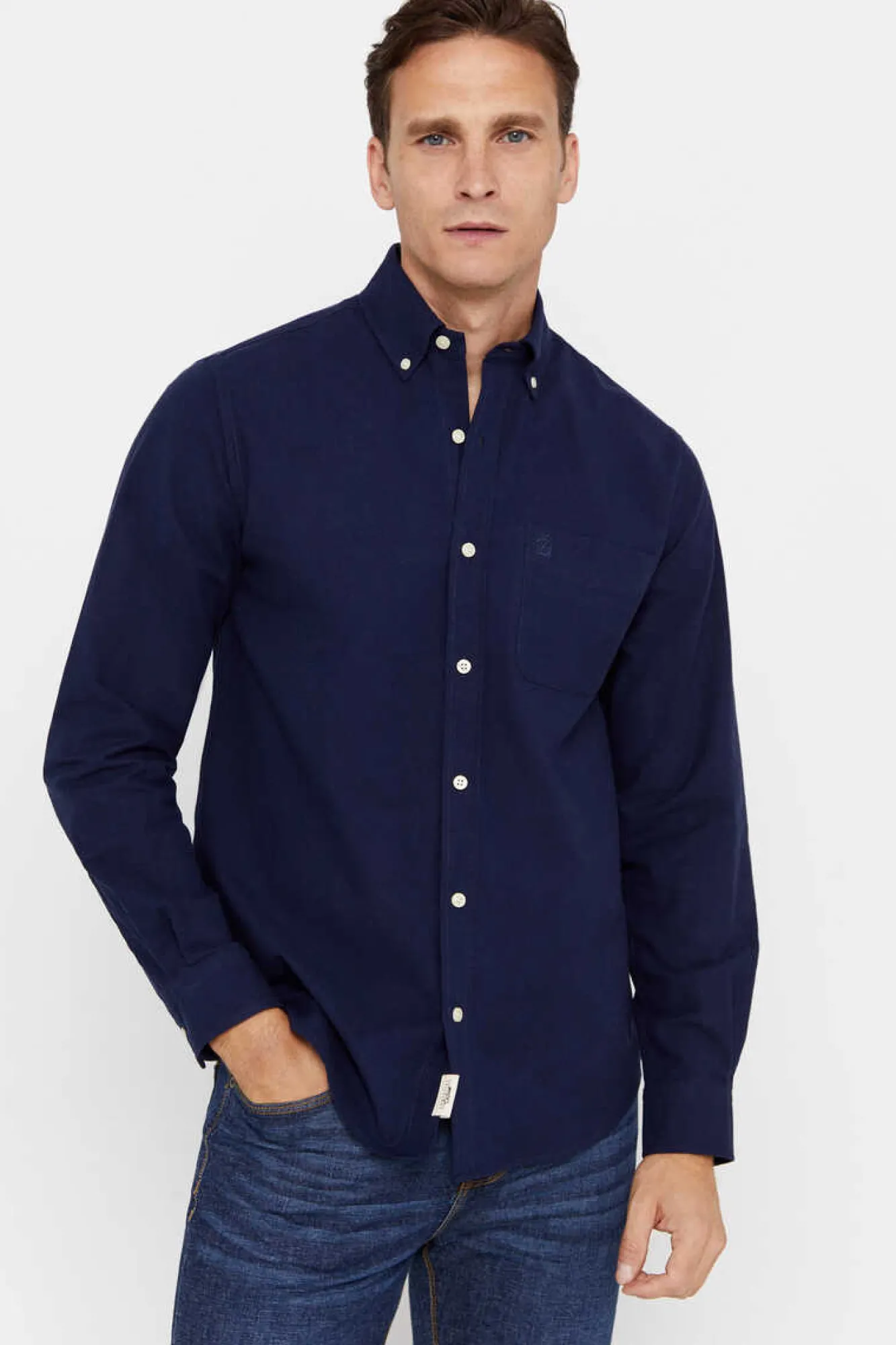 Cortefiel Camisa Oxford Liso Azul Hot