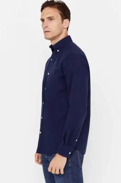 Cortefiel Camisa Oxford Liso Azul Hot