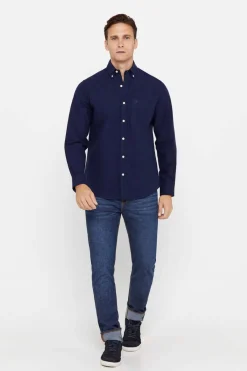 Cortefiel Camisa Oxford Liso Azul Hot