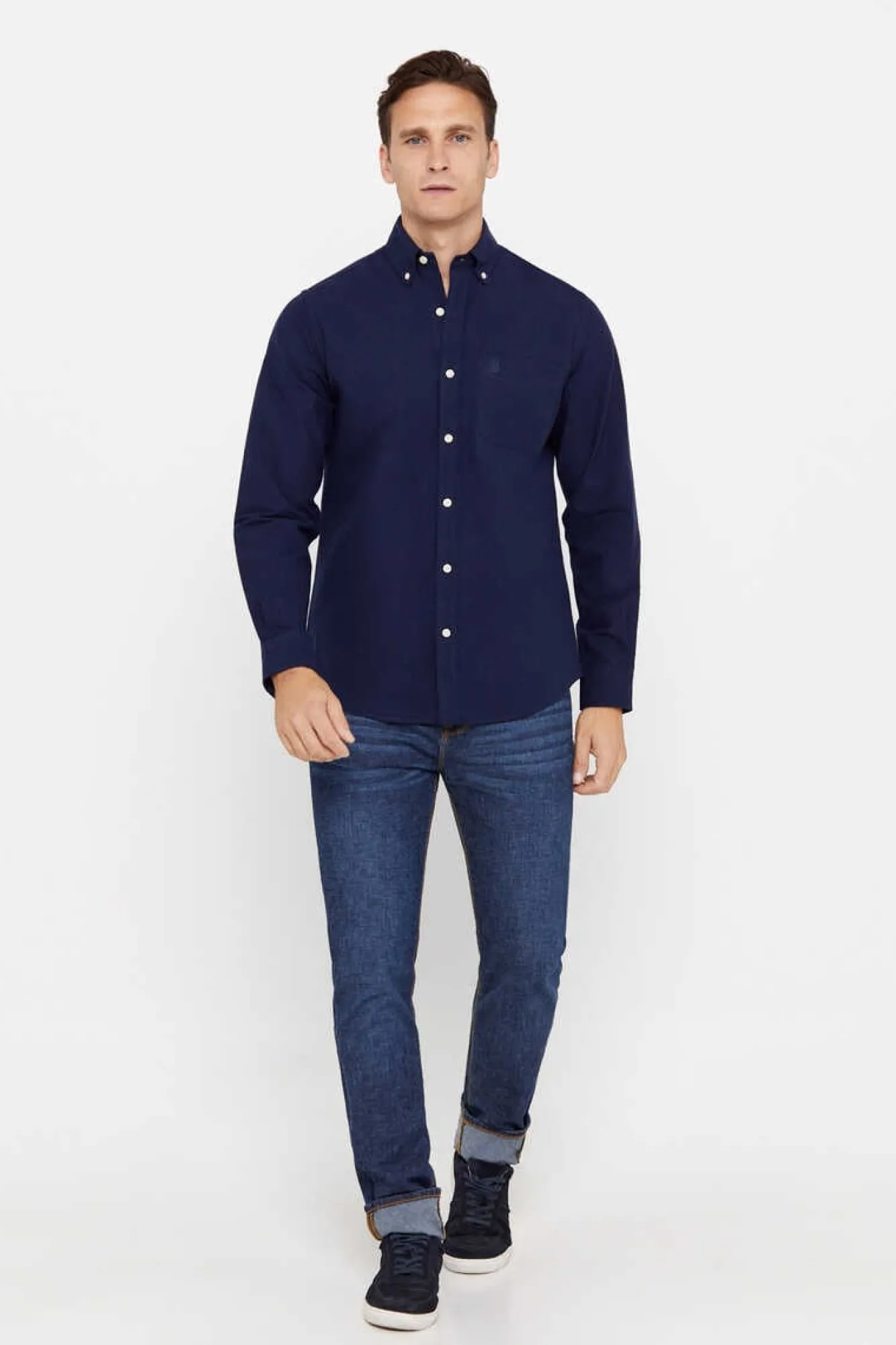 Cortefiel Camisa Oxford Liso Azul Hot