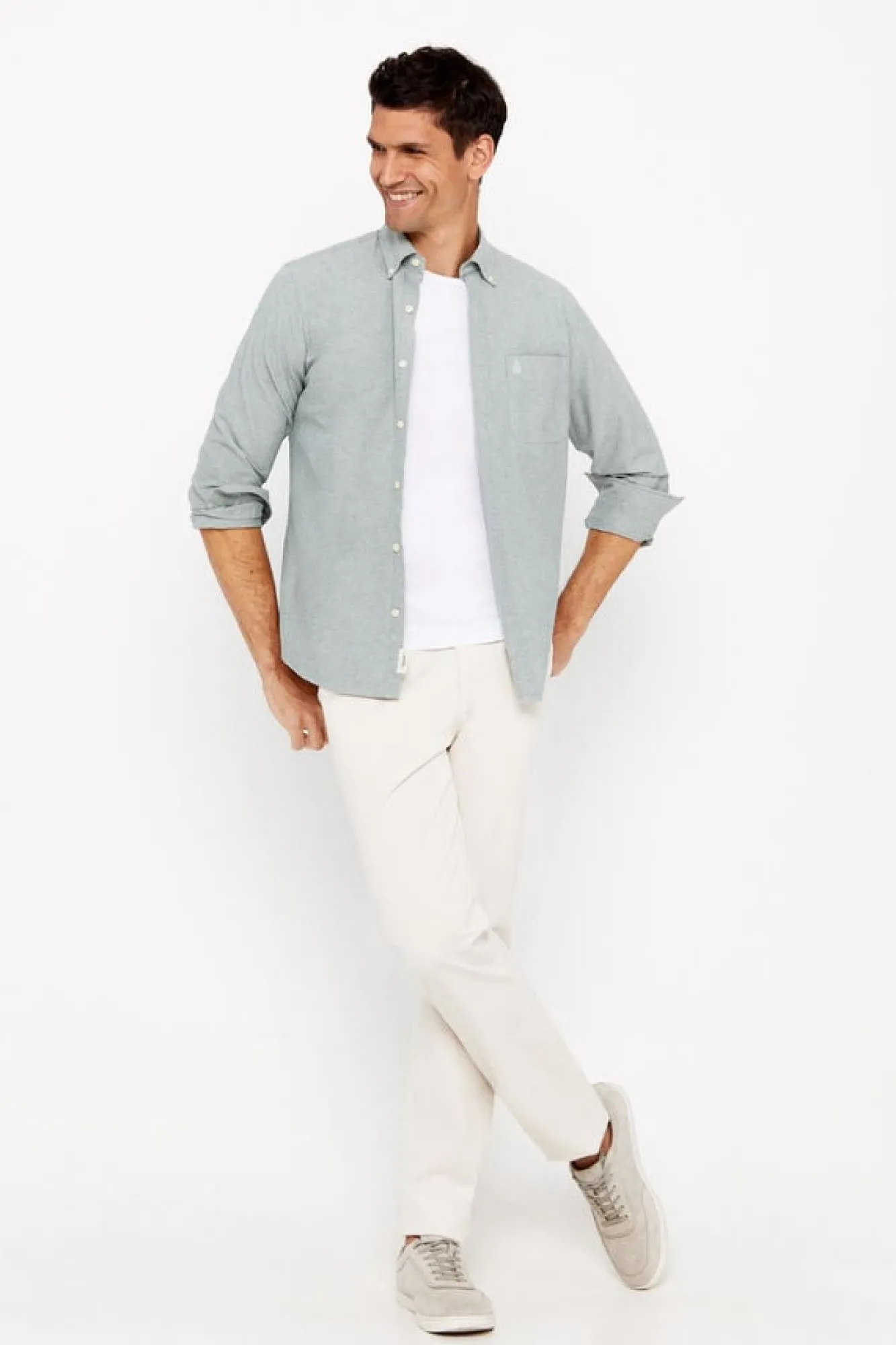 Cortefiel Camisa Oxford Liso Verde