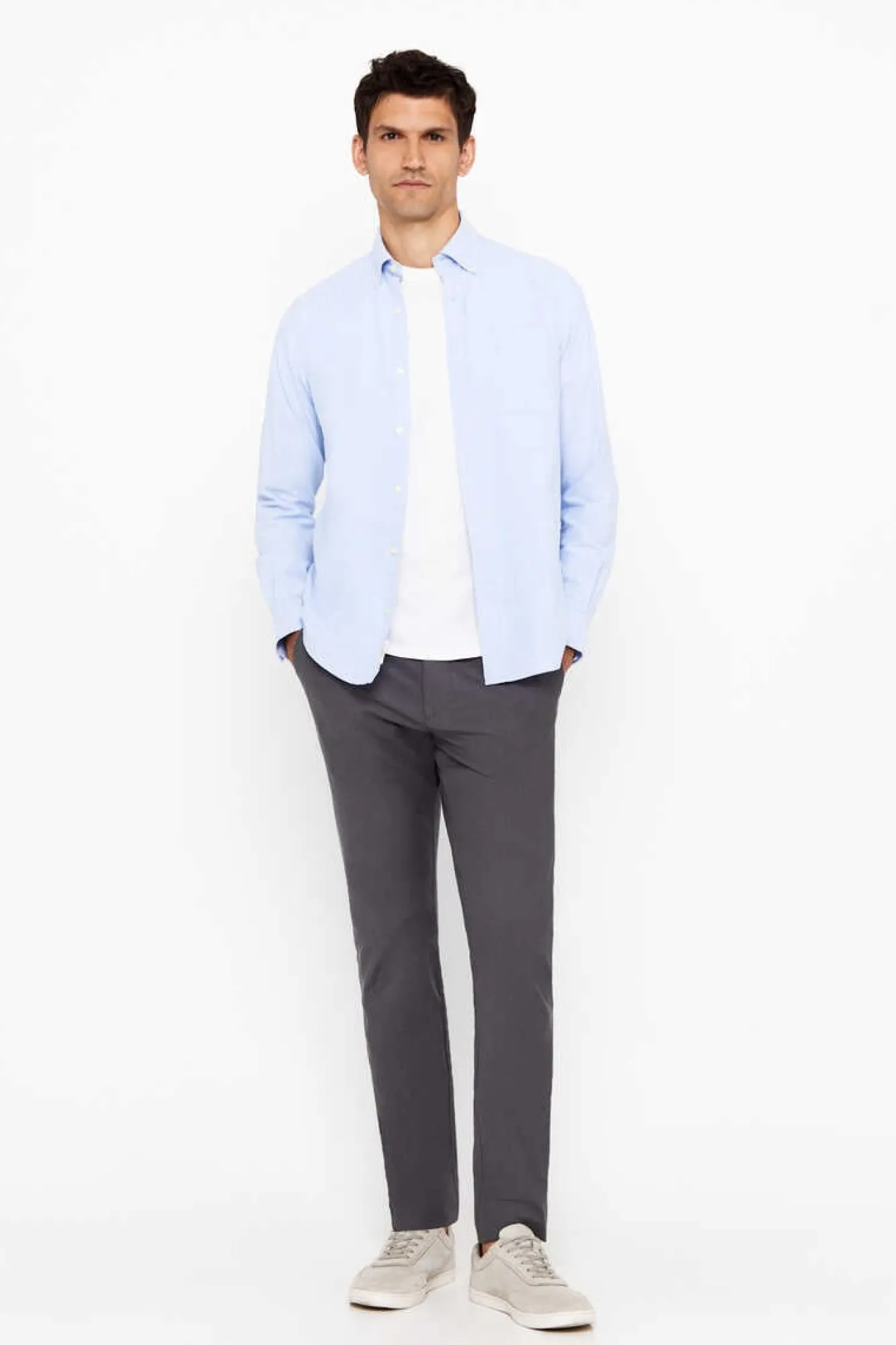 Cortefiel Camisa Oxford Liso Azul Hot