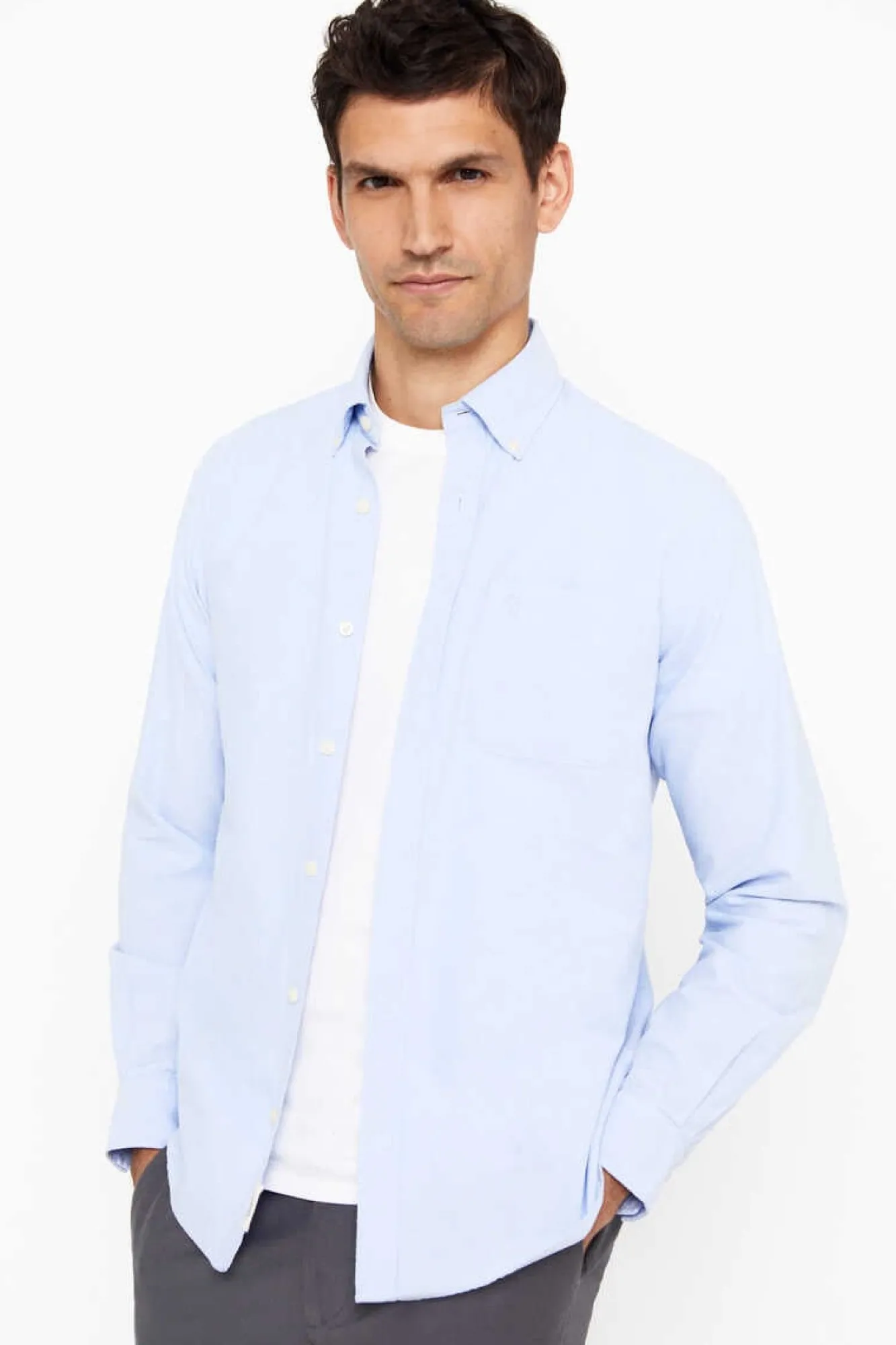 Cortefiel Camisa Oxford Liso Azul Hot