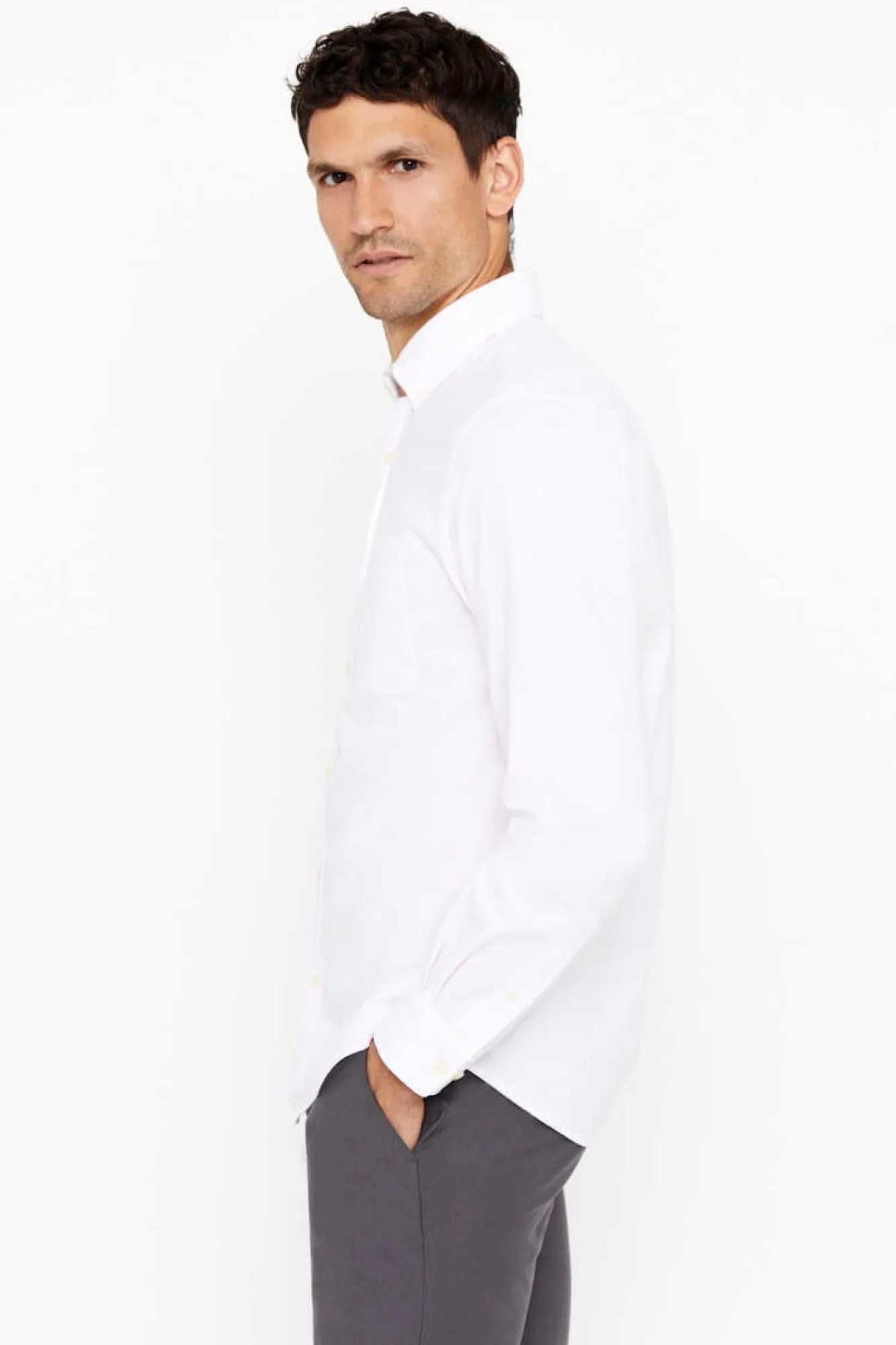 Cortefiel Camisa Oxford Liso Branco Discount