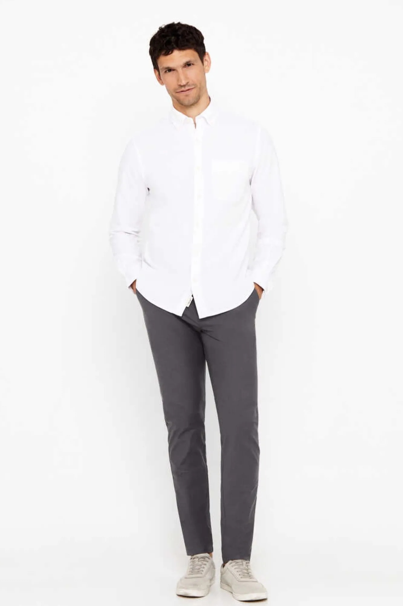 Cortefiel Camisa Oxford Liso Branco Discount