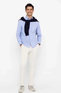 Cortefiel Camisa Oxford Liso Azul Discount