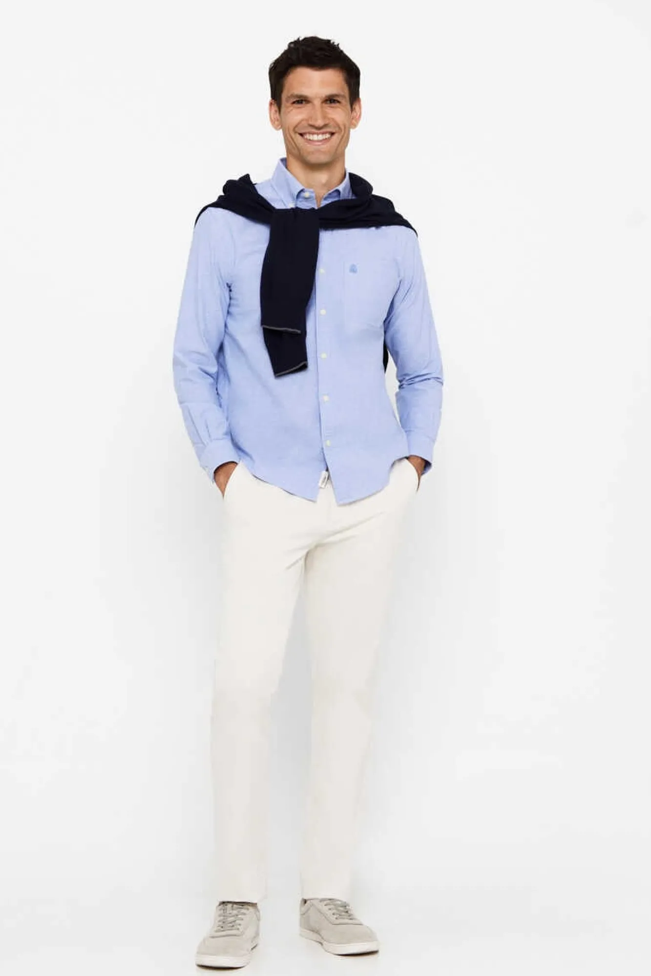 Cortefiel Camisa Oxford Liso Azul Discount