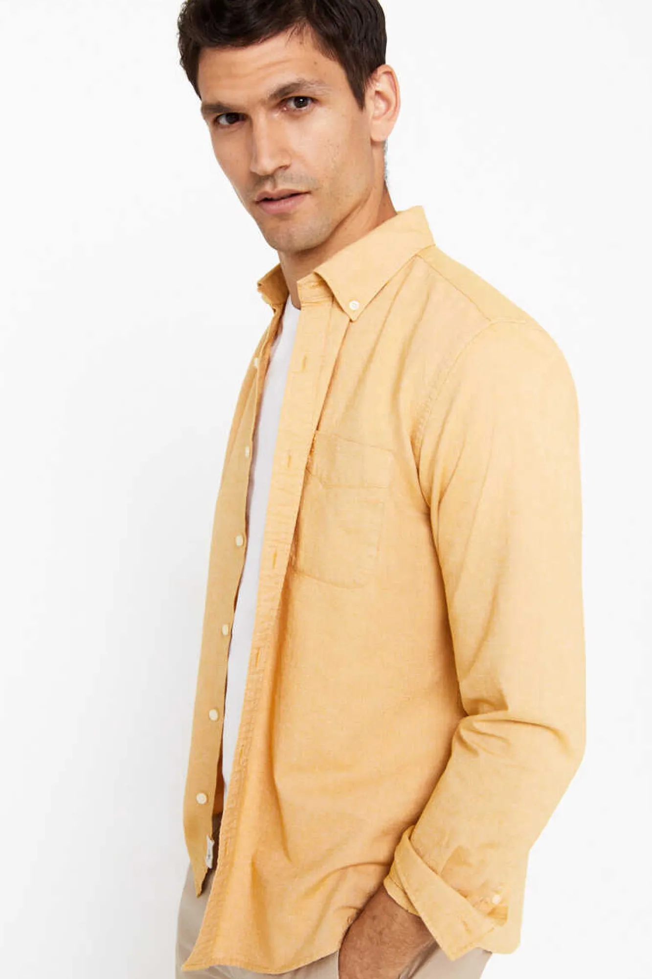Cortefiel Camisa Oxford Liso Dourado Clearance