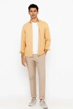 Cortefiel Camisa Oxford Liso Dourado Clearance