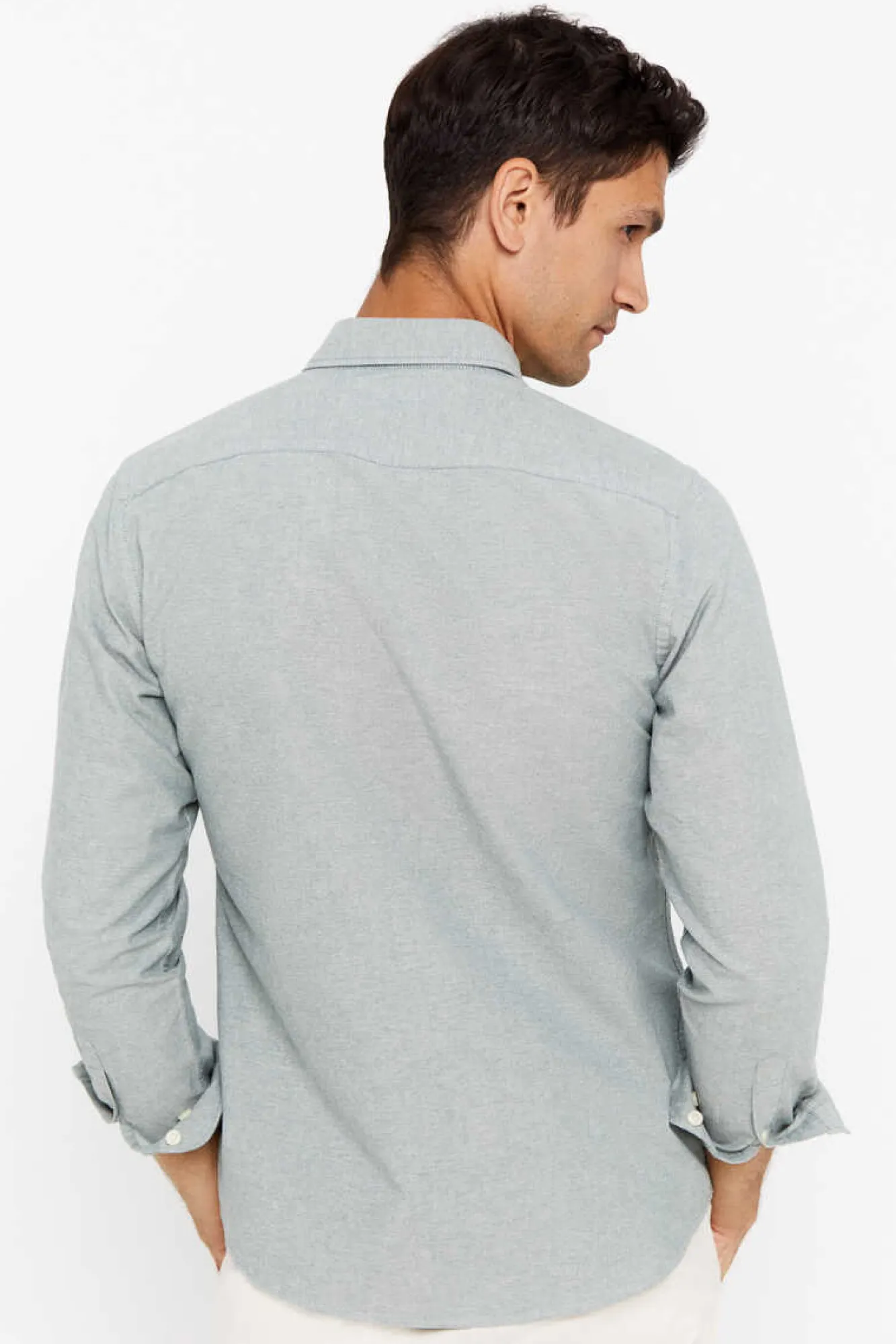 Cortefiel Camisa Oxford Liso Corte Slim Verde Hot