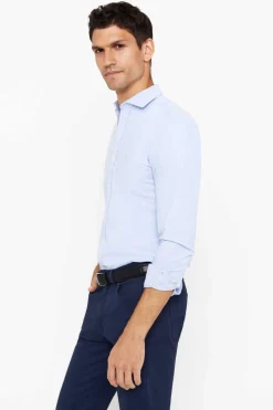 Cortefiel Camisa Oxford Liso Corte Slim Azul Sale