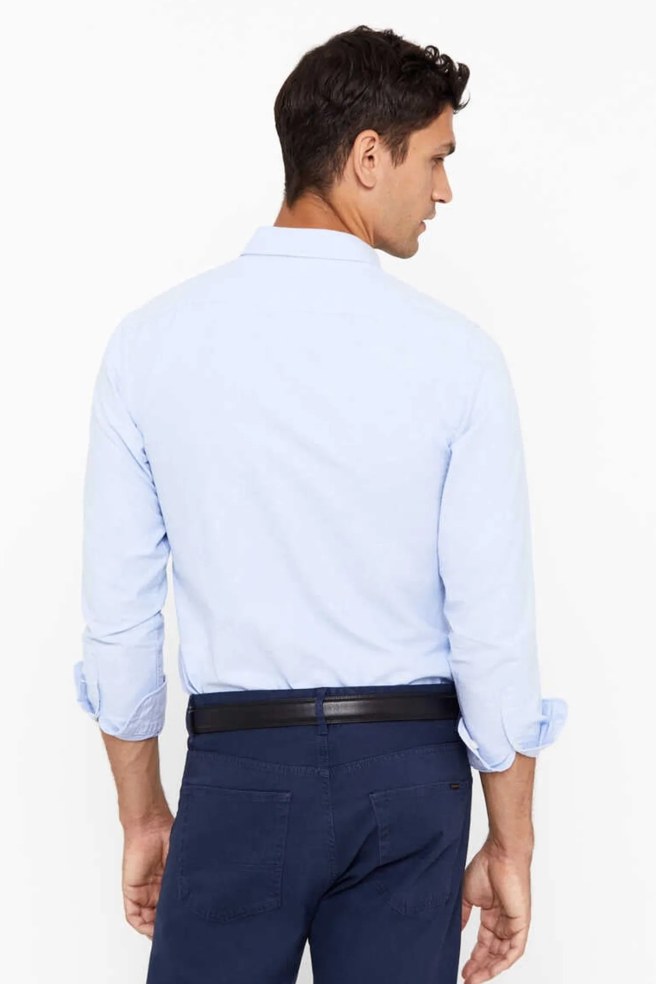 Cortefiel Camisa Oxford Liso Corte Slim Azul Sale