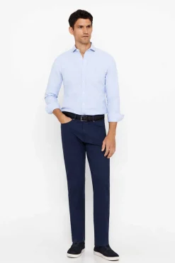 Cortefiel Camisa Oxford Liso Corte Slim Azul Sale