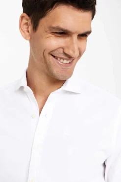 Cortefiel Camisa Oxford Liso Corte Slim Branco Hot