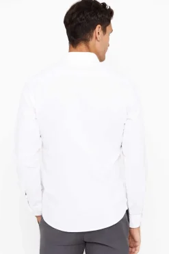 Cortefiel Camisa Oxford Liso Corte Slim Branco Hot