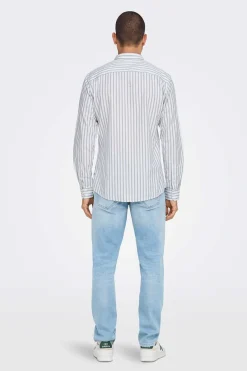 Only & Sons Camisa Oxford Riscas Verde