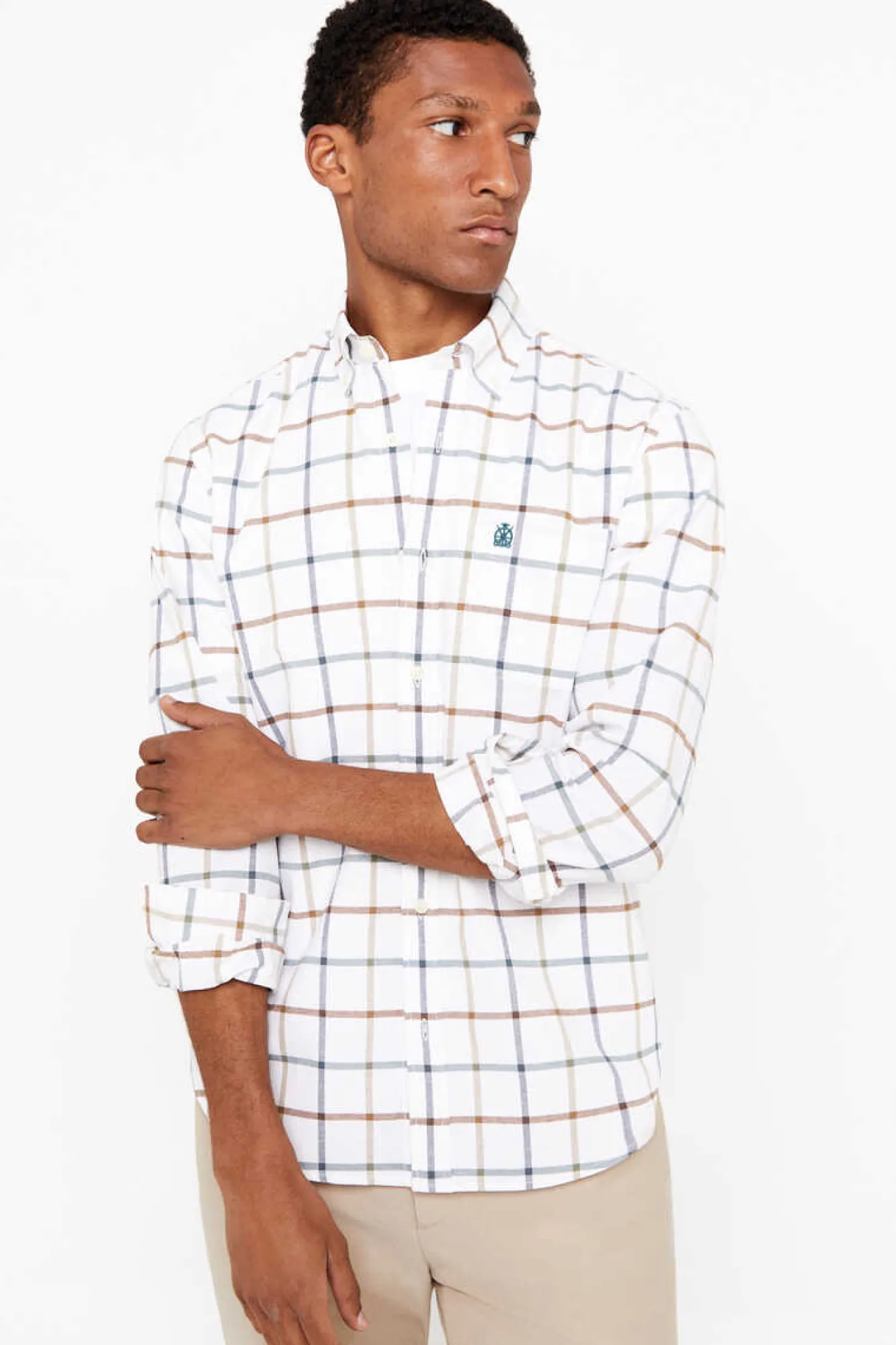 Cortefiel Camisa Oxford Xadrez Verde New