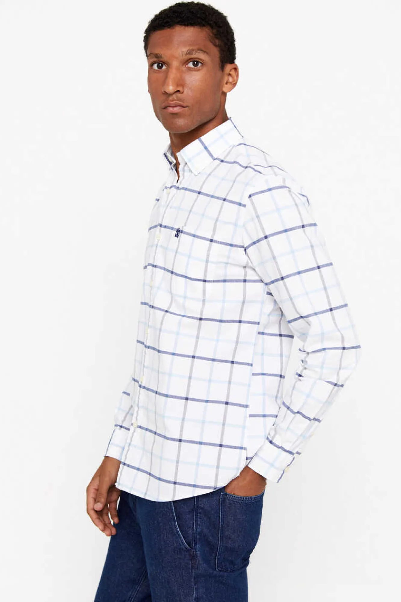 Cortefiel Camisa Oxford Xadrez Azul Discount