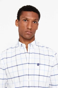 Cortefiel Camisa Oxford Xadrez Azul Discount