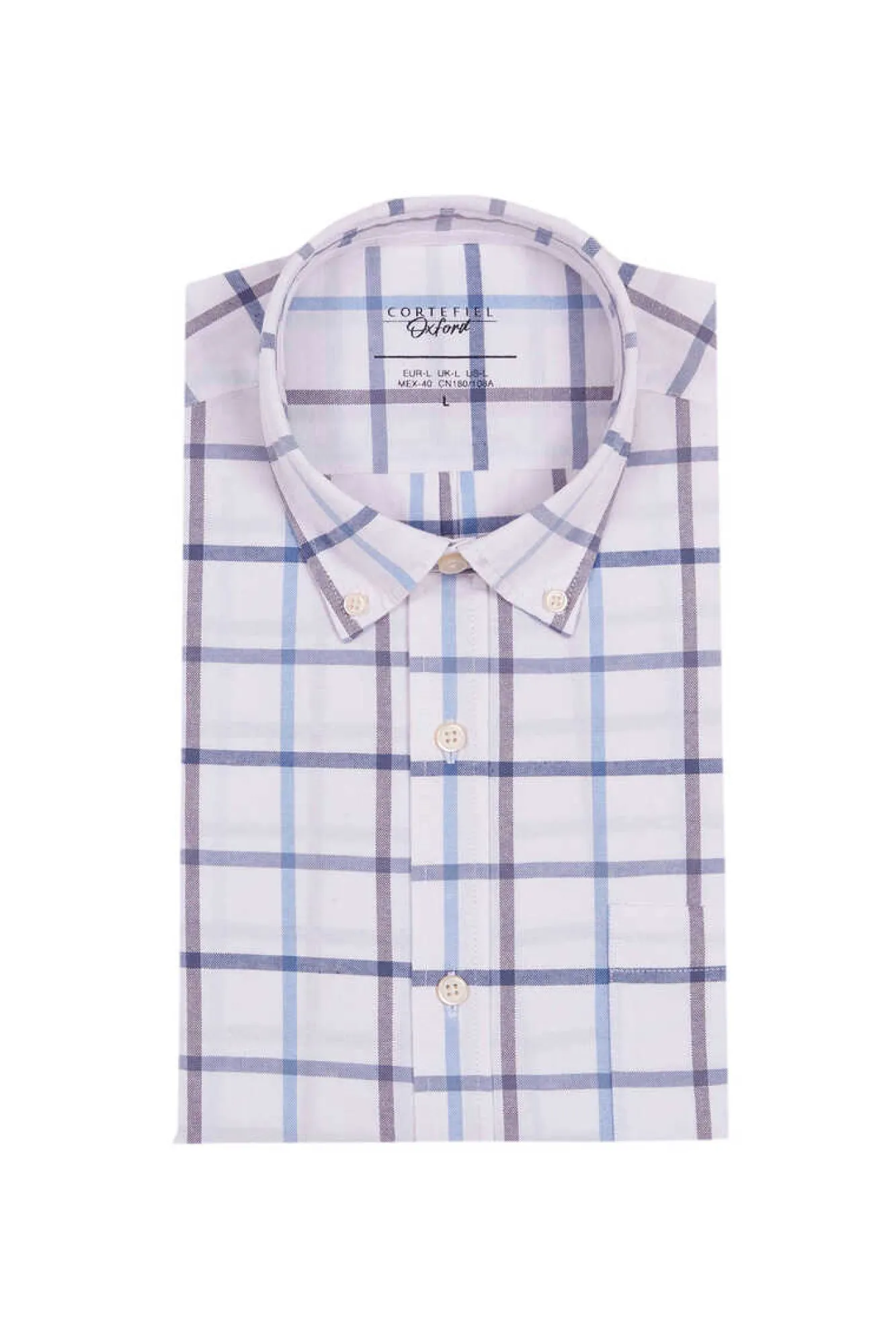 Cortefiel Camisa Oxford Xadrez Azul Discount