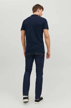 Jack & Jones Camisa Polo De Manga Curta Simples Marinho Clearance
