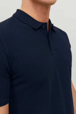 Jack & Jones Camisa Polo De Manga Curta Simples Marinho Clearance