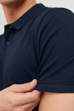 Jack & Jones Camisa Polo De Manga Curta Simples Marinho Clearance