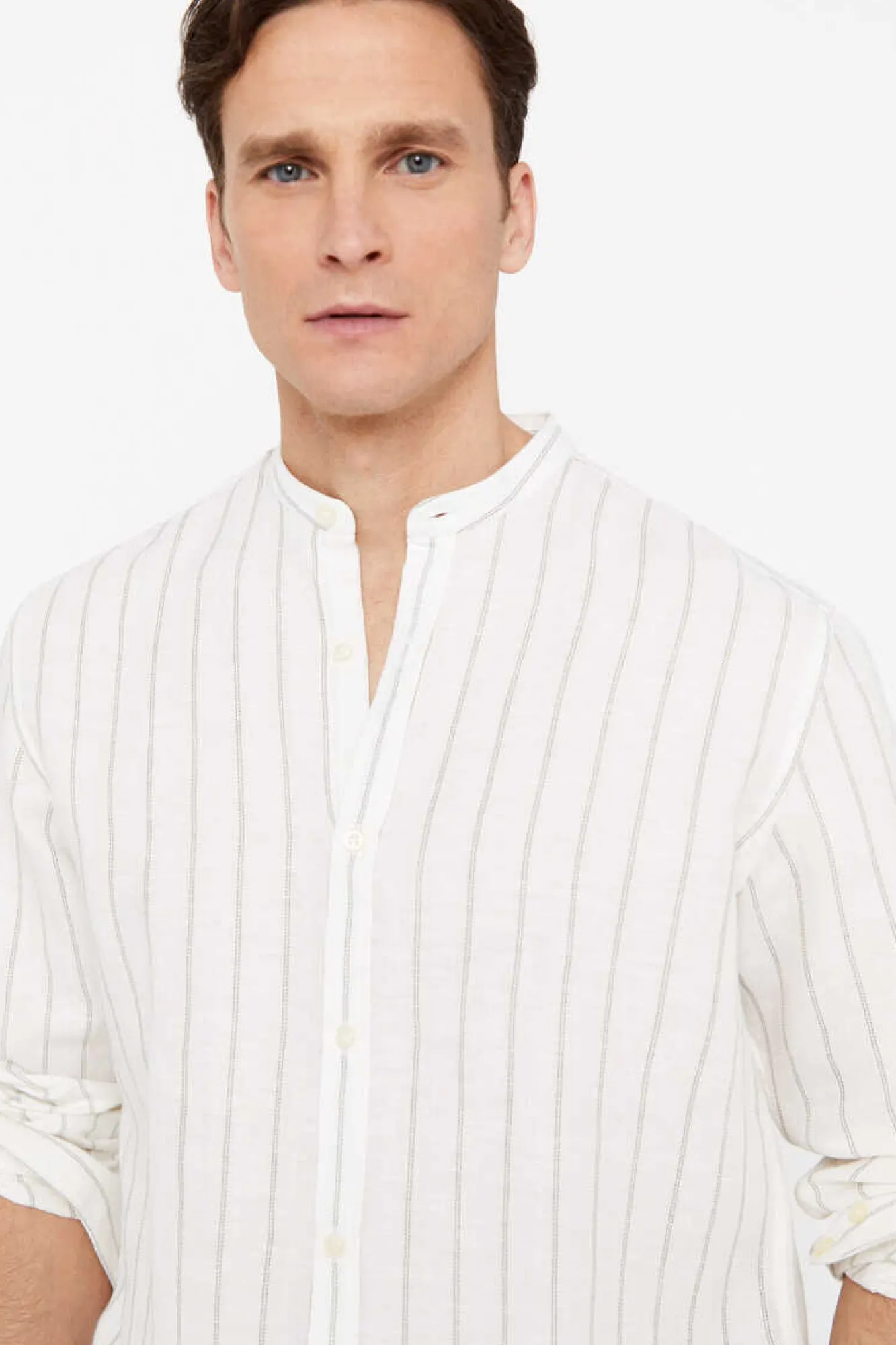 Cortefiel Camisa Polo Riscas Linho Algodao Verde Outlet