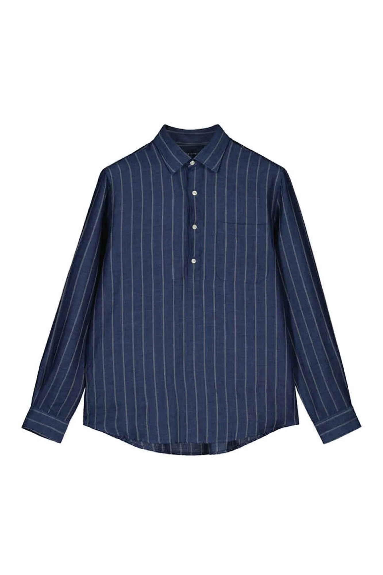 Cortefiel Camisa Polo Riscas Linho Algodao Azul Discount