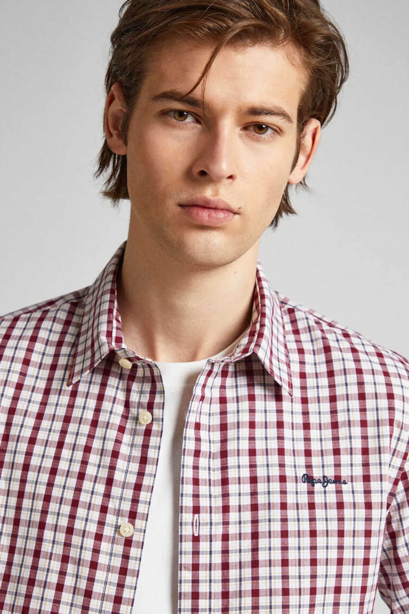 Pepe Jeans Camisa Popelina Quadrados Fit Slim Cor New