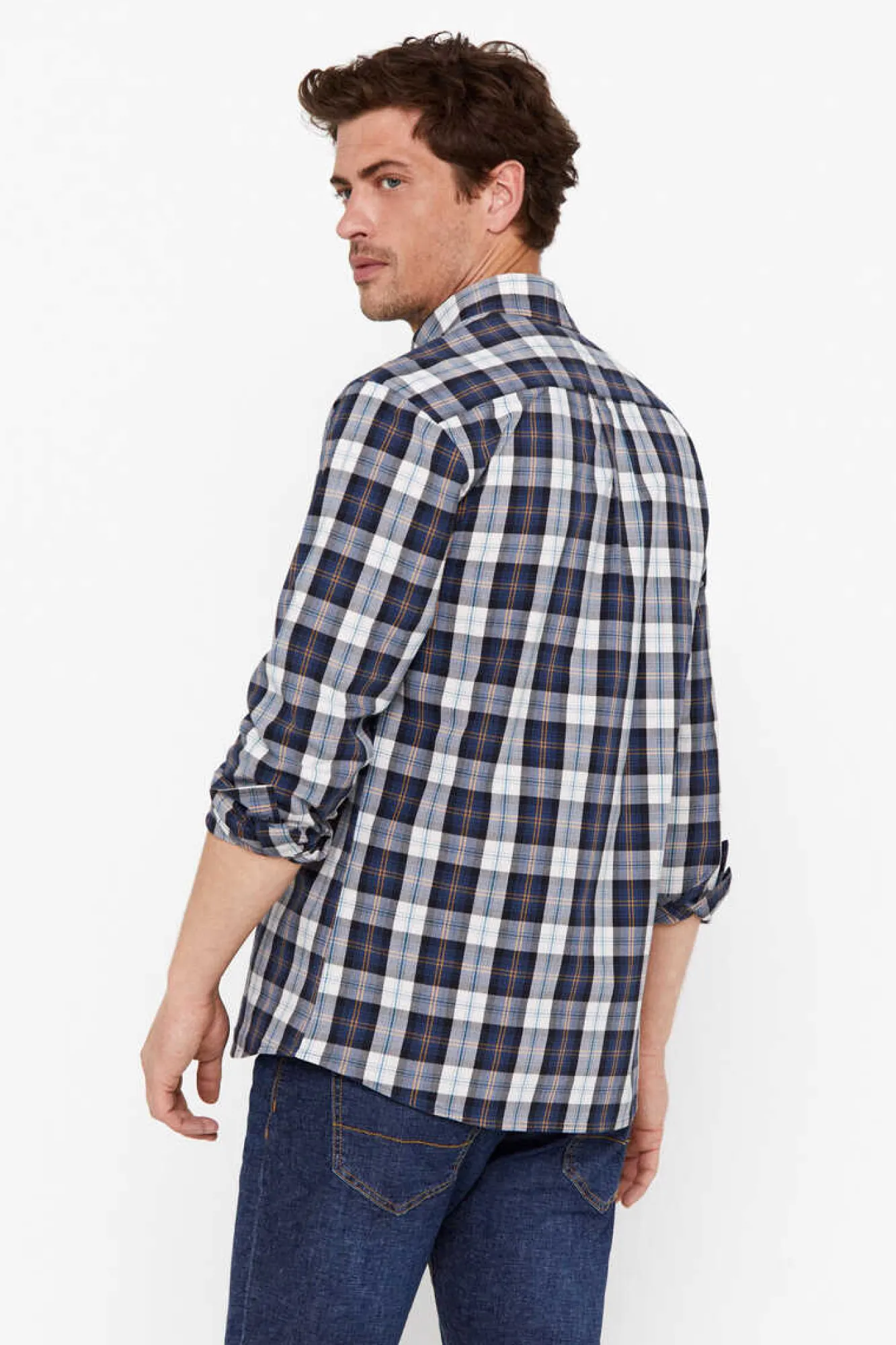 Cortefiel Camisa Quadrados Facil De Engomar Azul Clearance