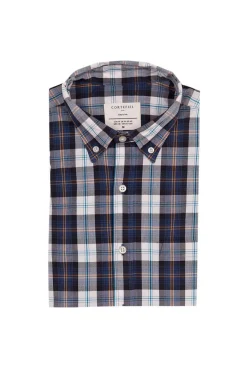 Cortefiel Camisa Quadrados Facil De Engomar Azul Clearance