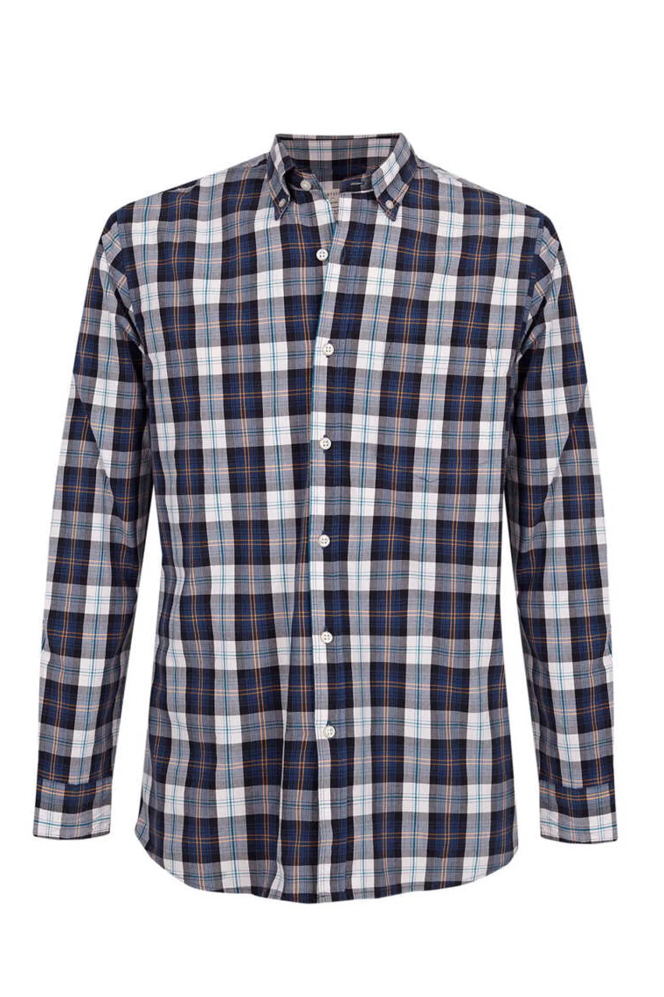 Cortefiel Camisa Quadrados Facil De Engomar Azul Clearance