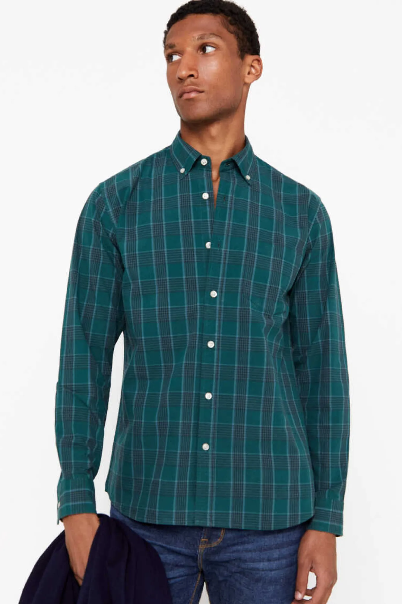 Cortefiel Camisa Quadrados Facil De Engomar Verde Sale